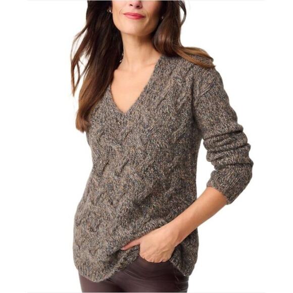 J. McLaughlin Lenore Alpaca Wool Blend Sweater Brown Cable Knit Size XS - Picture 1 of 12